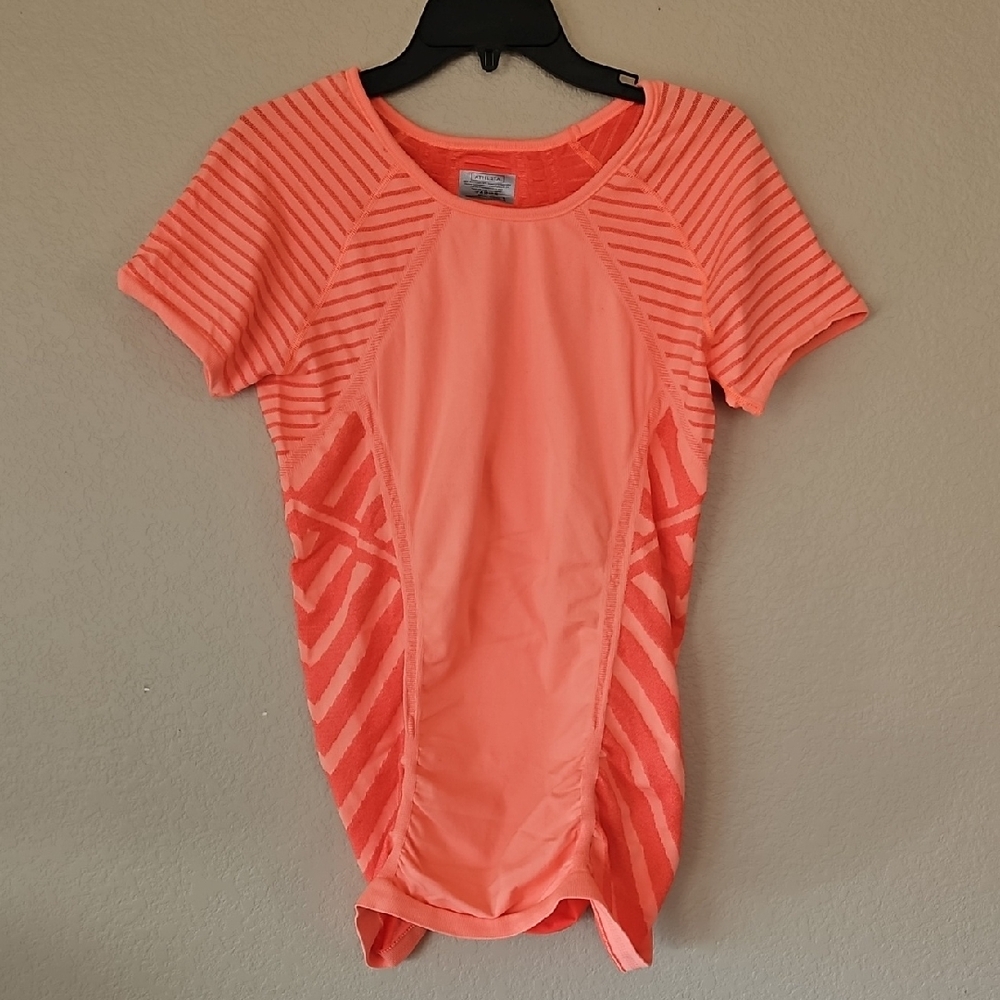 Athleta Coral Striped Athletic Top Large‎